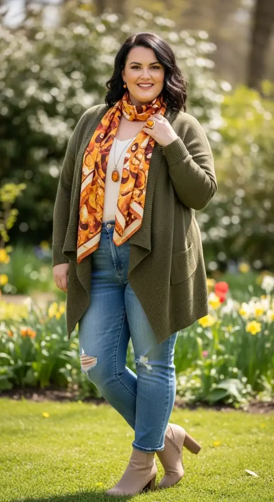 olive-cardigan-silk-scarf-amber-accents