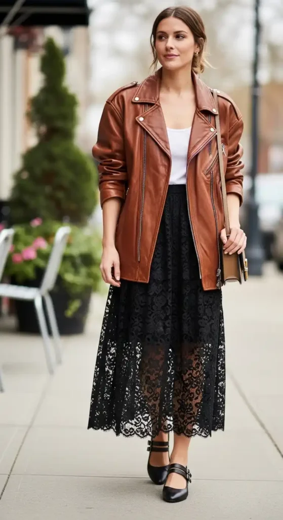 oversized-leather-jacket-lace-maxi-skirt-mary-janes