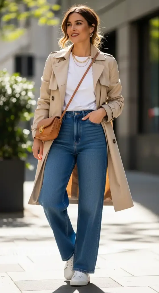 trench-coat-white-tee-wide-leg-denim