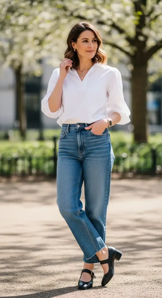 white-poplin-top-relaxed-jeans-mary-janes