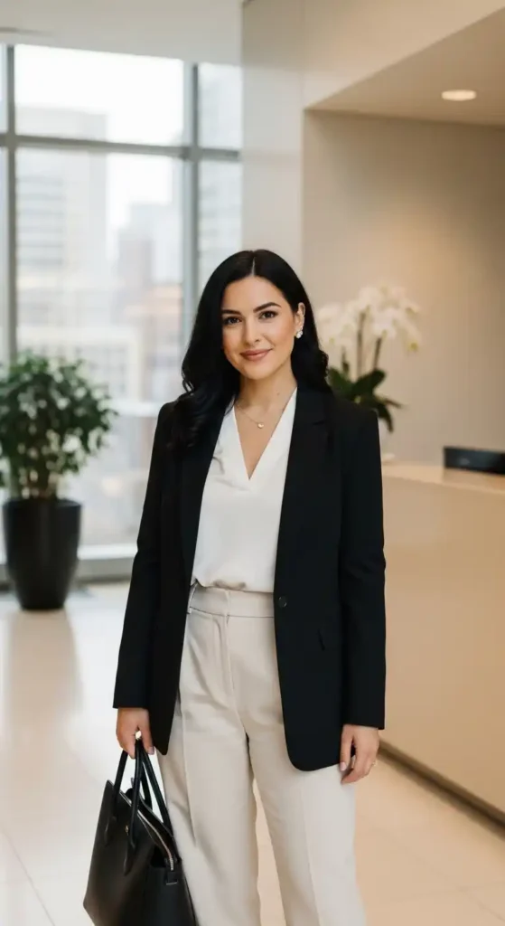 cream-pants-white-top-and-black-blazer