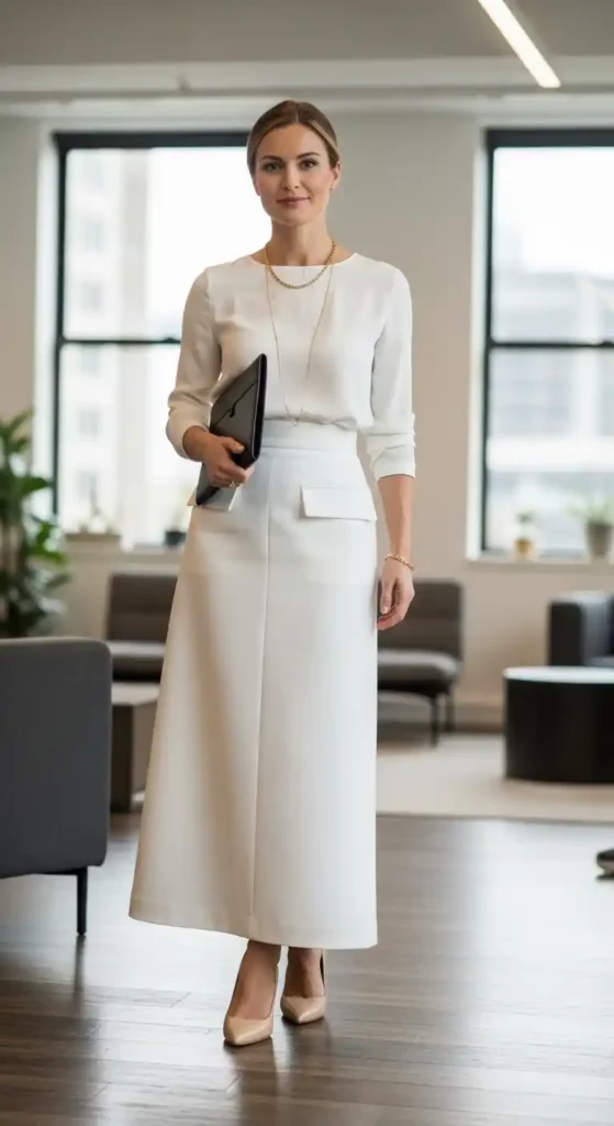 white-long-sleeve-top-and-white-long-skirt