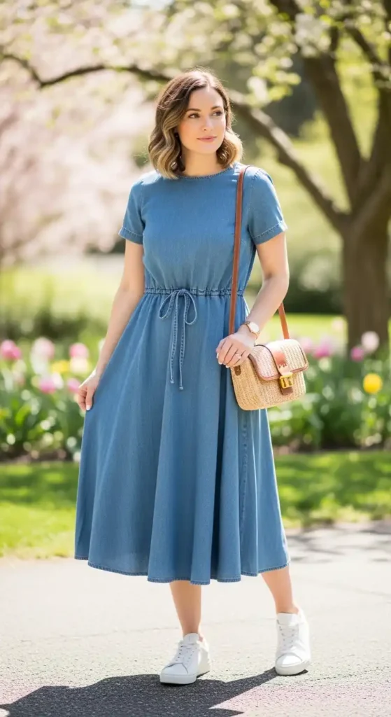 chambray-dress-with-white-sneakers