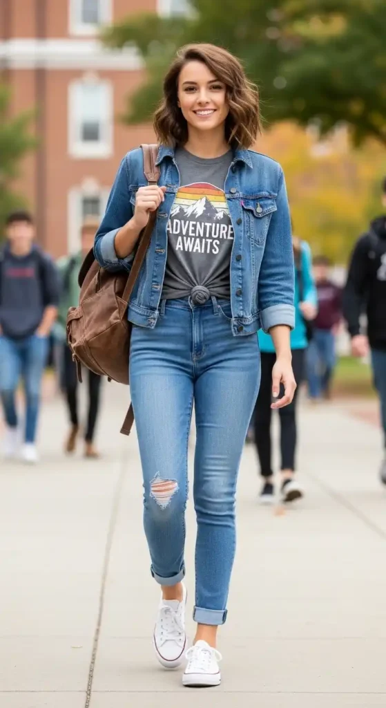 graphic-t-shirt-with-denim-jacket-and-sneakers