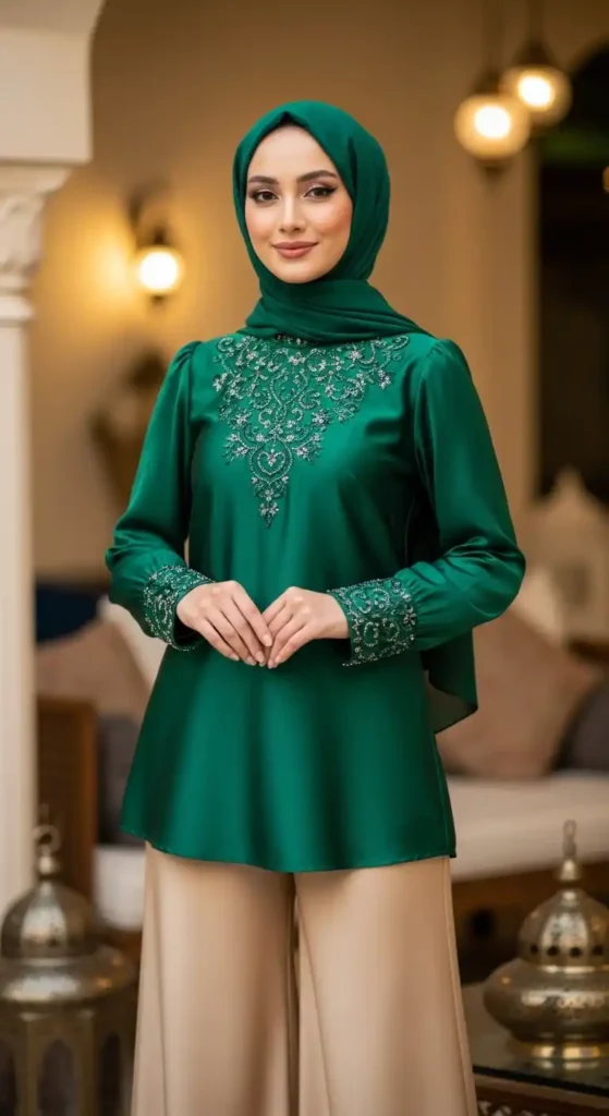 high-neck-blouse-with-palazzo-pants