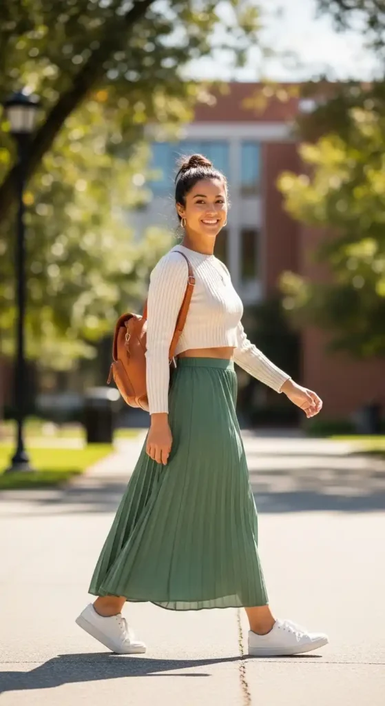 midi-skirt-with-sneakers-and-cropped-top