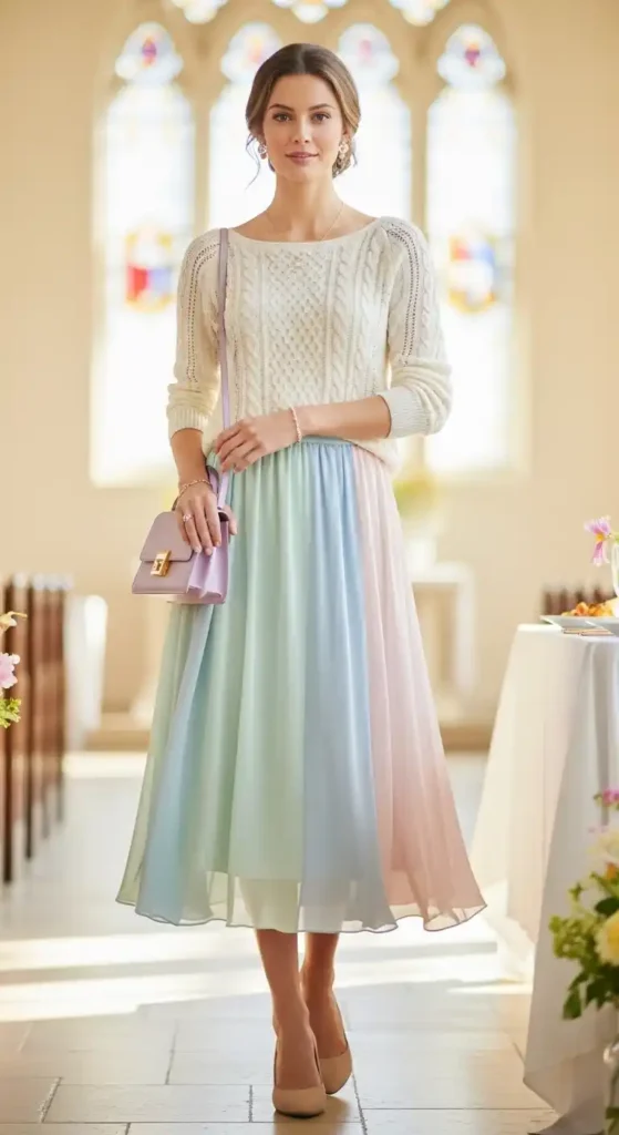 pastel-skirt-with-a-knitted-sweater