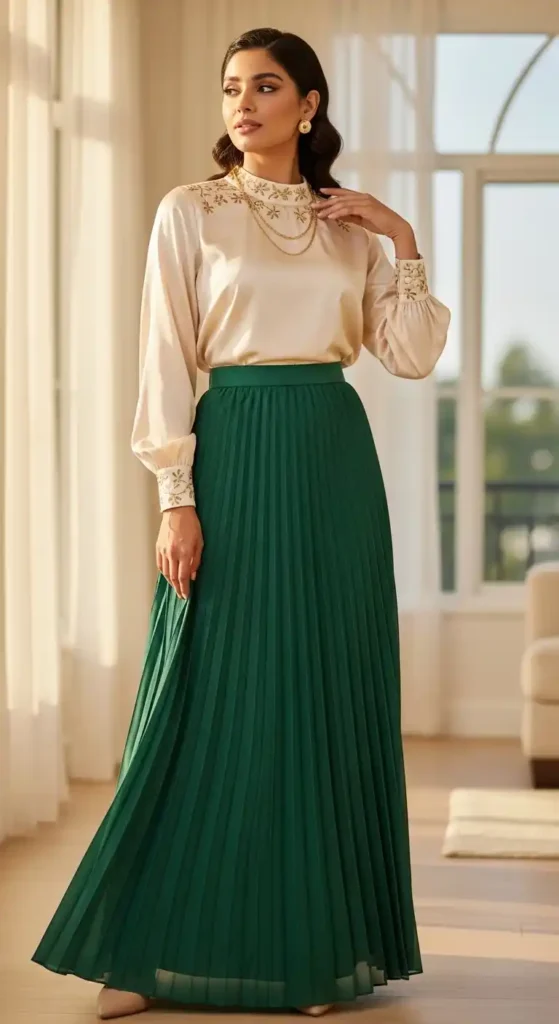 pleated-maxi-skirt-with-long-sleeved-top