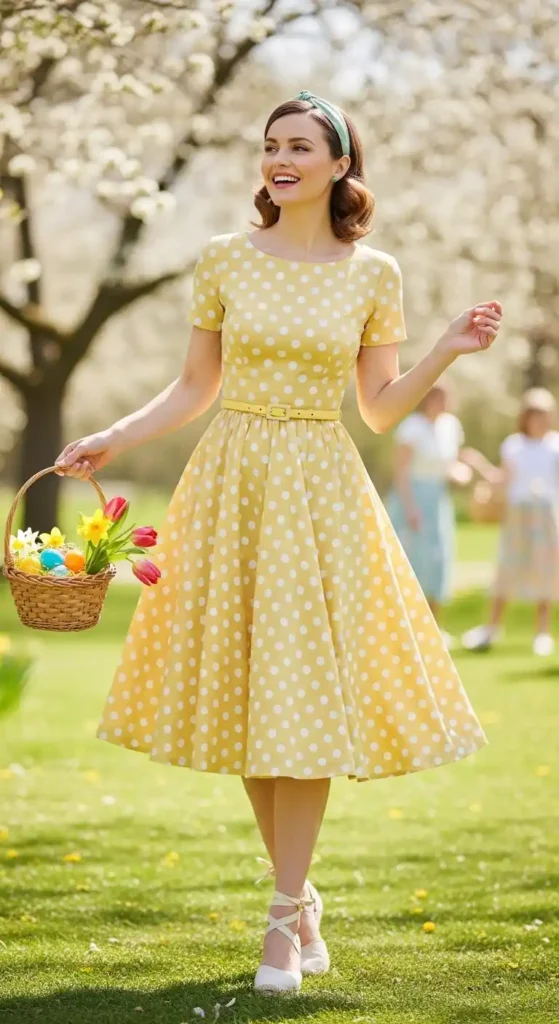 polka-dot-tea-length-dress