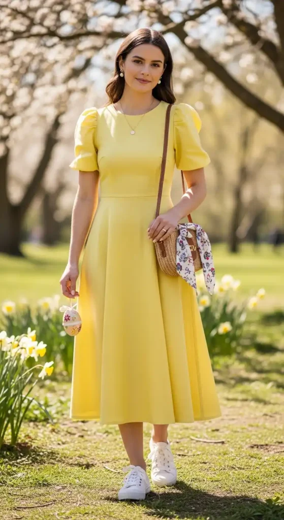 puff-sleeve-midi-dress