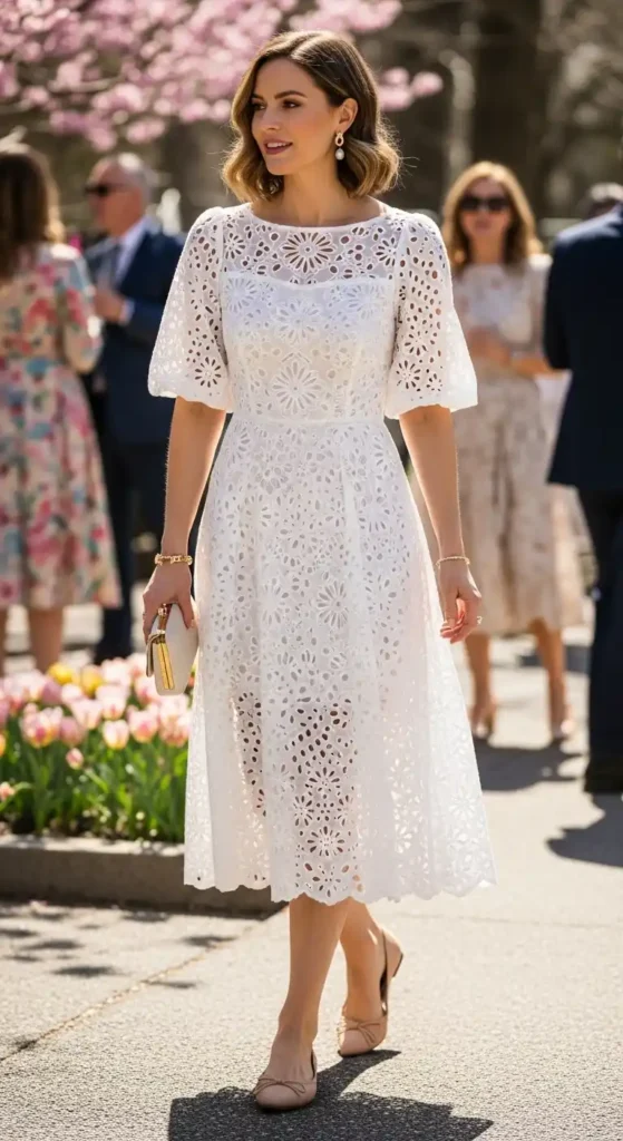 white-eyelet-dress-with-nude-flats