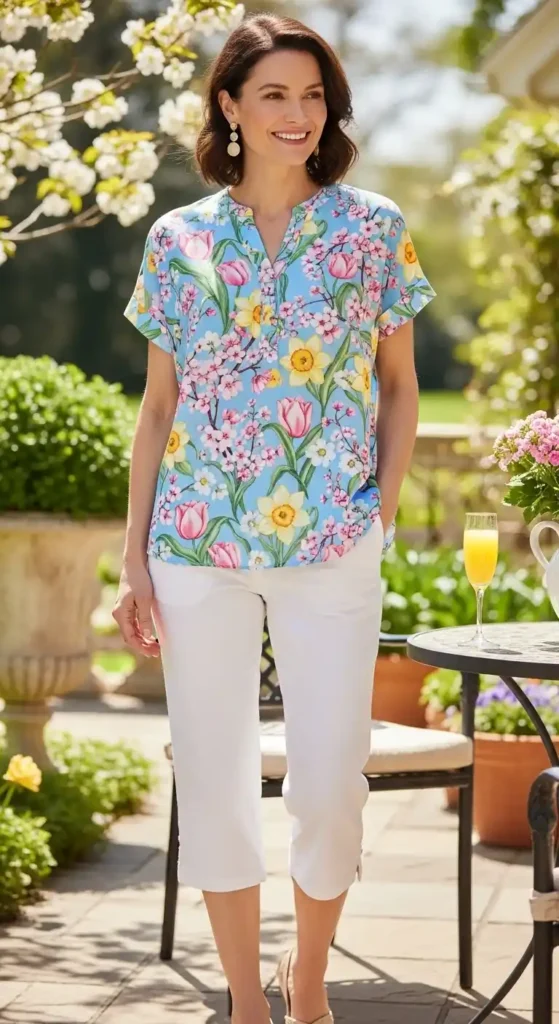 capri-pants-and-printed-blouse