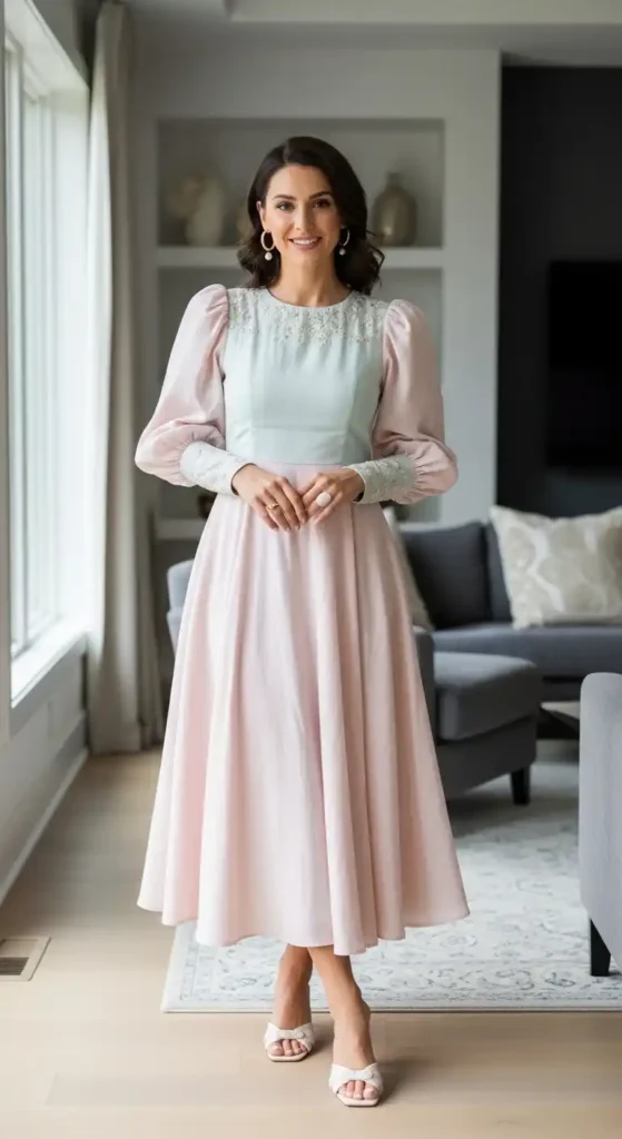 puff-sleeve-midi-dress